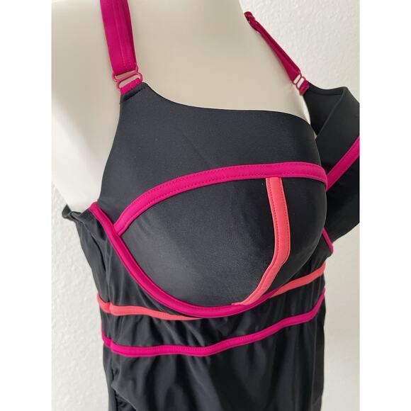 Cacique Swim Tankini Bikini Top Multicolor Color Block Swimwear - Picture 5 of 12